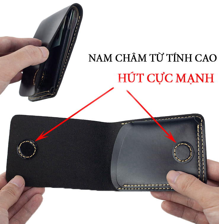 Ví sen 3 da bò Pullup V122, bóp mini nam nhỏ gọn hai màu đen và nâu, đường chỉ may tinh tế, đựng thẻ kẹp tiền tiện lợi,fullbox, thương hiệu Bụi leather chuyên đồ da thật