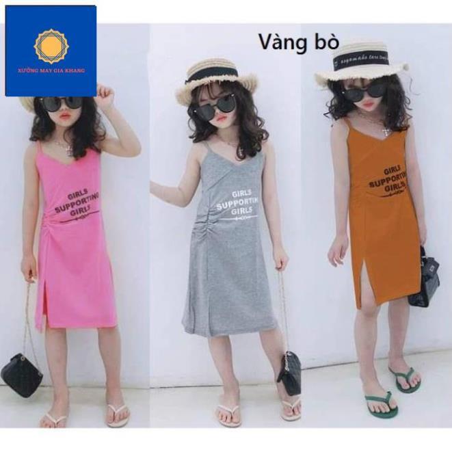 MS: 200532 - Váy bé gái, dây tăng-đơ, may nhúng hông, chẻ tà, chất cotton mềm mịn - Xưởng may Gia Khang