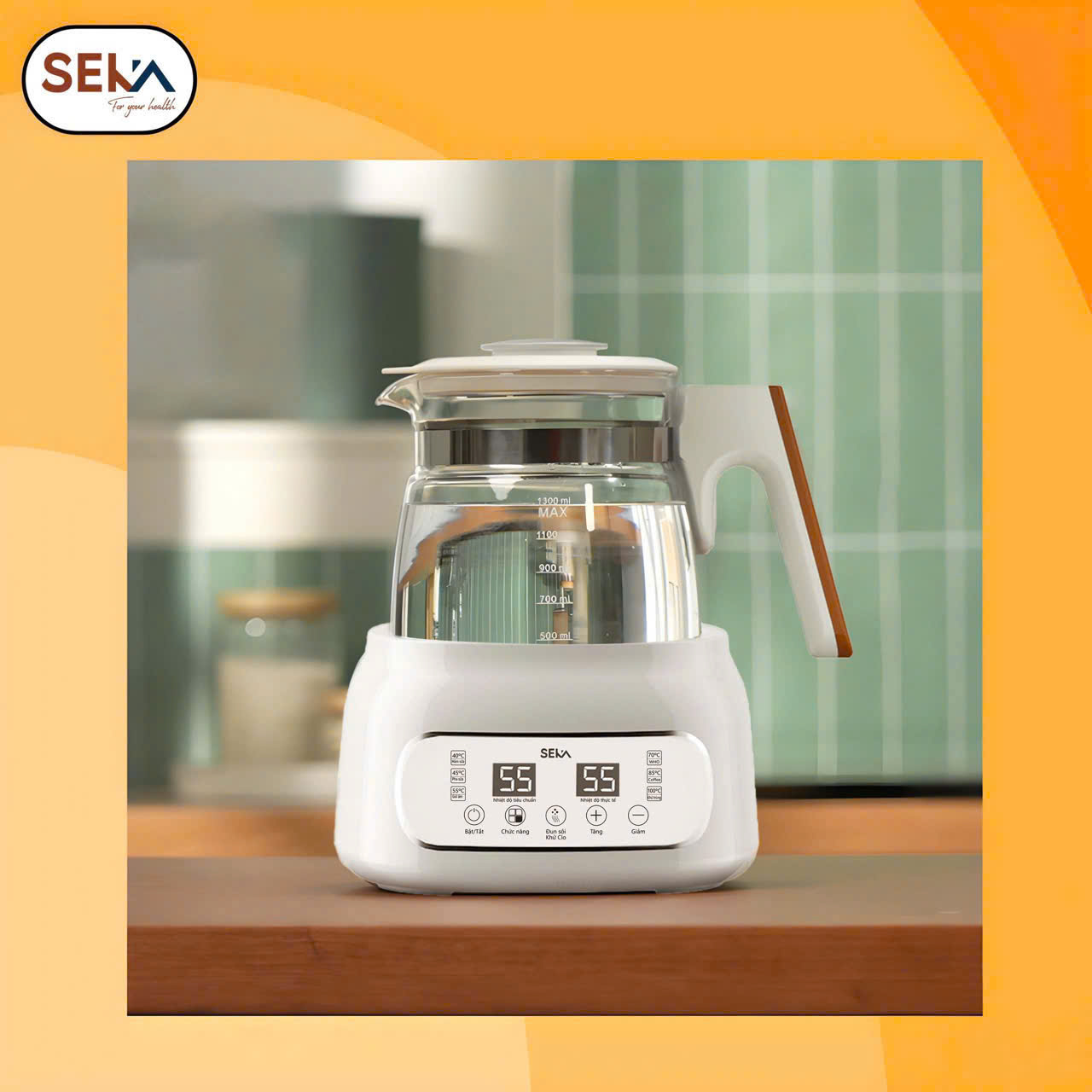 Máy đun và hâm nước pha sữa điện tử Seka, đun sôi khử Clo giữ ấm,thể tích 1,3L hàng nhập khẩu