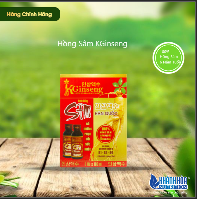 Nước Hồng Sâm 100% Hàn Quốc 6 năm tuổi KGinseng - Hộp 8 lọ x 100ml