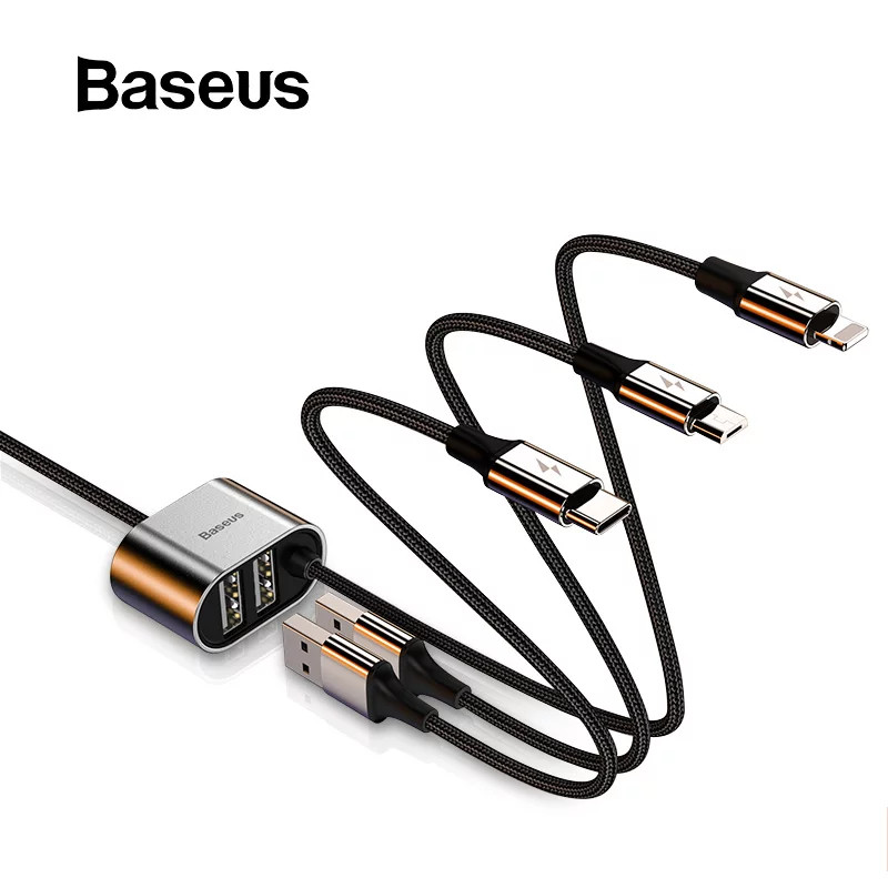 Cáp sạc IP tích hợp cổng chia USB 2 port Baseus Special Data Cable - Hàng chính hãng