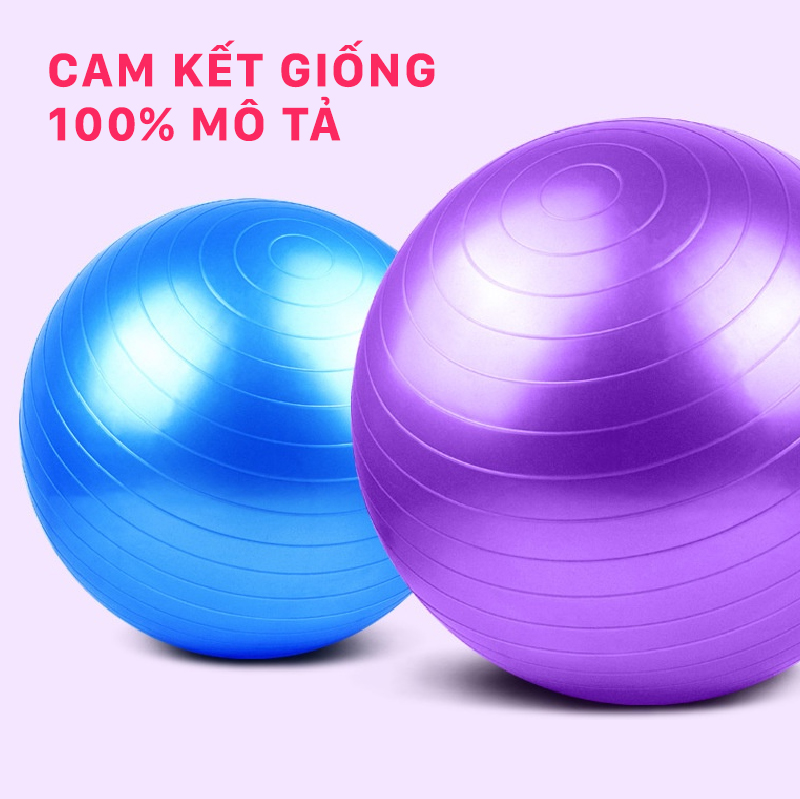 Bóng Tập Yoga Da Trơn Đường Kính 75cm, Tặng Kèm Bơm Bóng