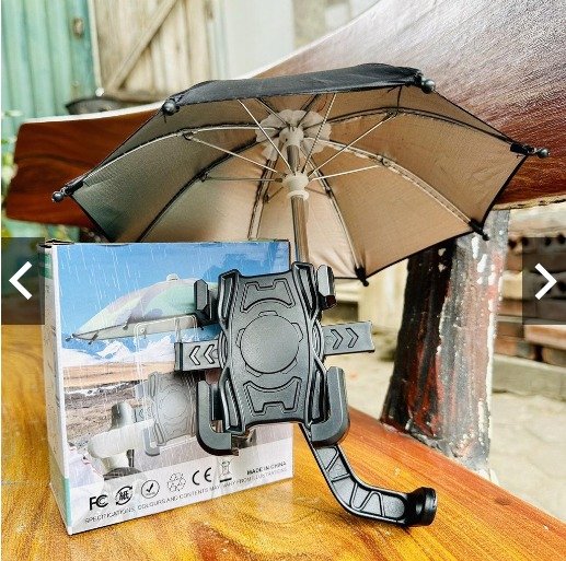 Giá Đỡ Điện Thoại Xe Máy HT507 Có Ô Dù Che Mưa Nắng, Kẹp Chắc Chắn