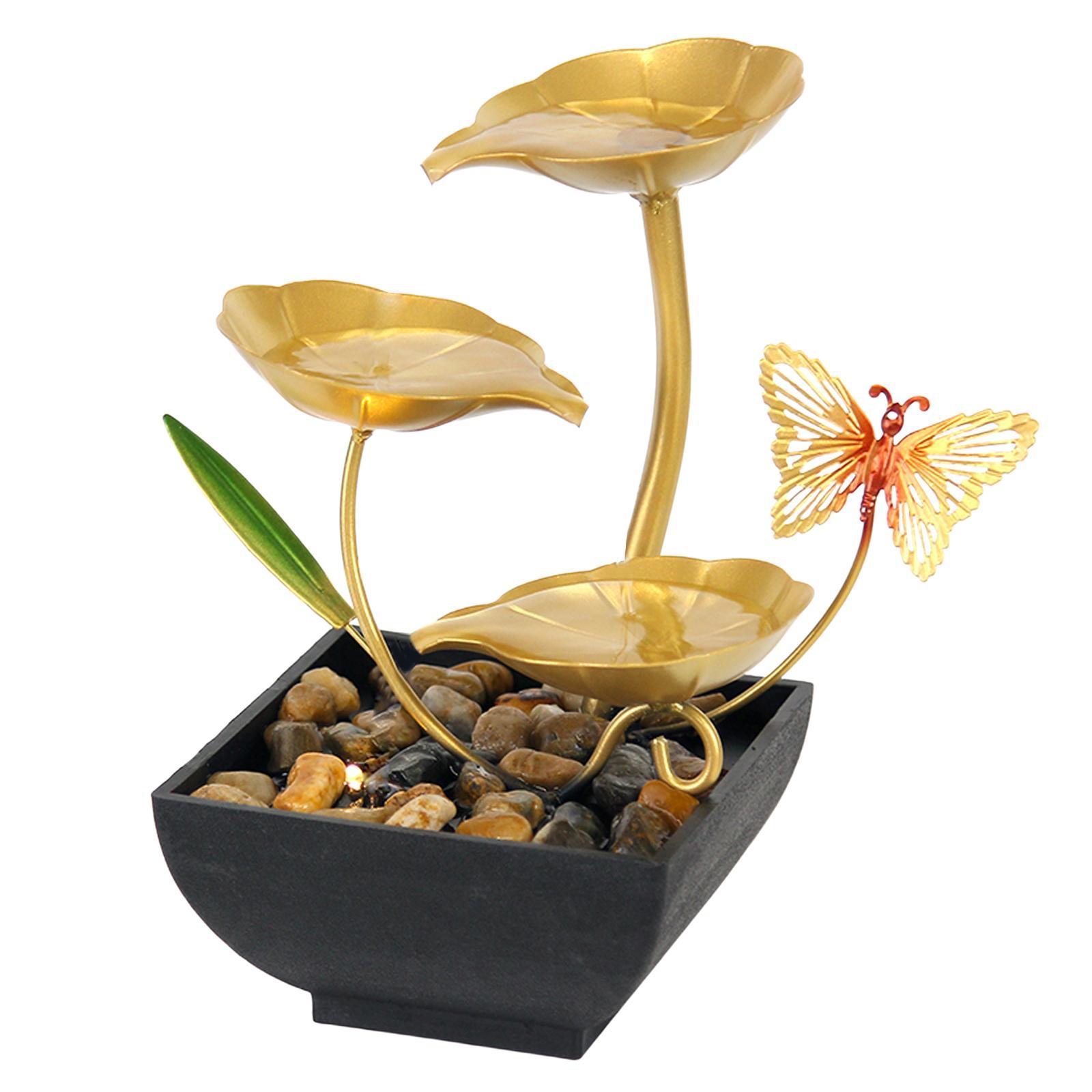 Water Fountains with Rocks Living Room Lotus Shape Desktop Decorative Crafts