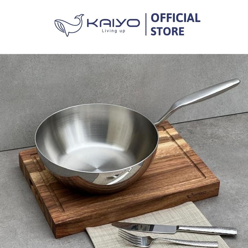 Chảo inox trơn sâu lòng thân đáy liền 3 lớp Tri-Ply Kaiyo, size 24cm