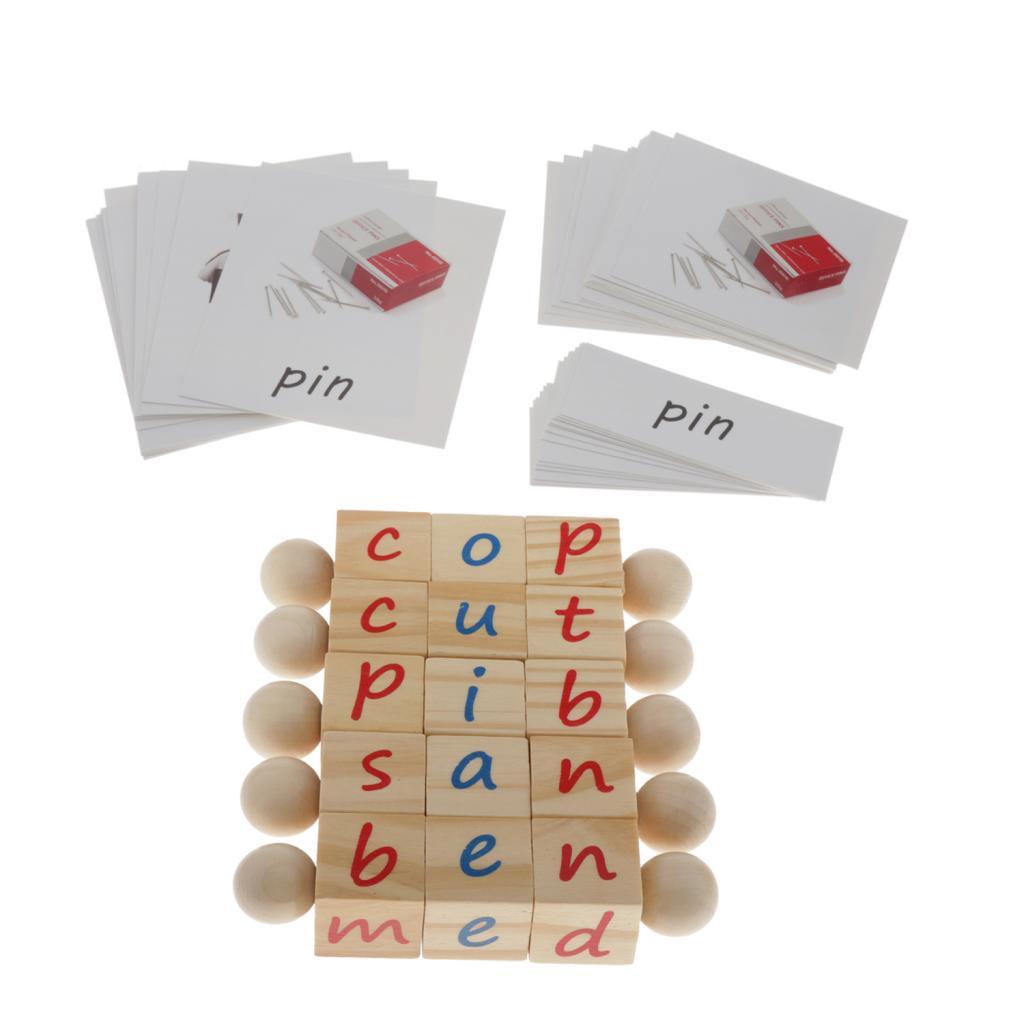 5x Montessori Phiên Âm Đọc Khối 52x Thẻ Đầu Học Tập Cho Trẻ Em