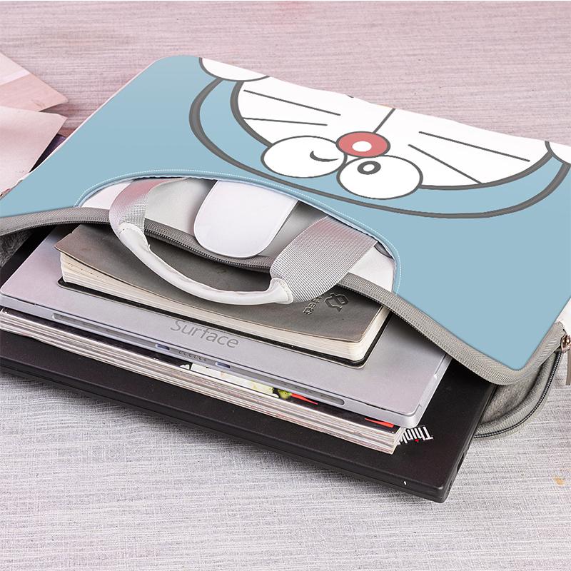 Doraemon Túi Laptop 13.3 14 15.6 17.6 Inch Ốp Lưng Da PU Chống Thấm Nước Sứ Giả Túi Có Dây Đeo Mang Theo Túi 2021