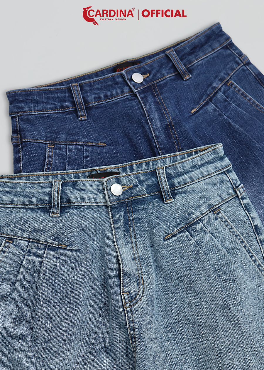 Quần Jeans Nữ CARDINA Cao Cấp Dáng Baggy Cài Khuy Có Khóa Kéo 2Q12