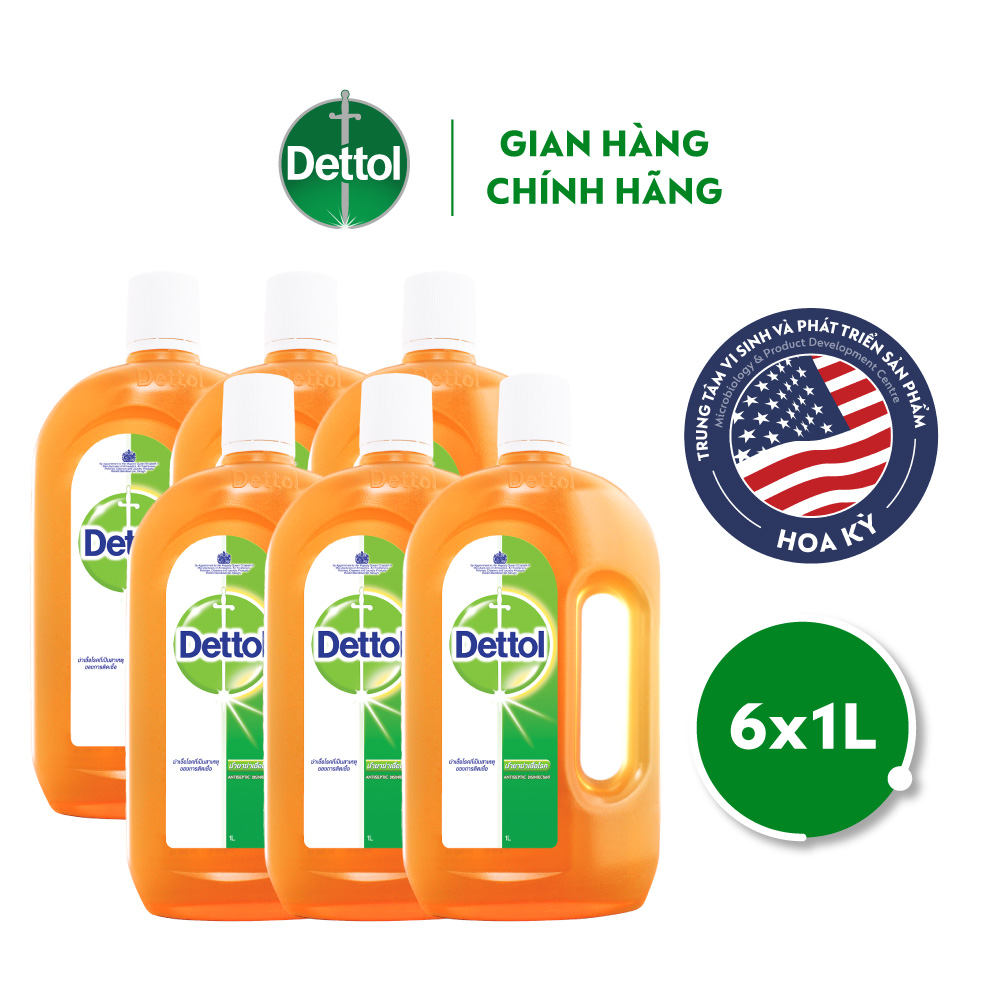 Combo 6 Dung dịch diệt khuẩn đa năng Dettol 1L