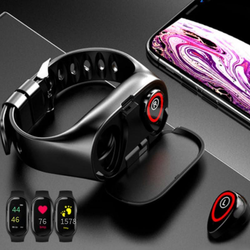 Khuyến mại M1 màn hình màu tai nghe không dây bluetooth 5.0 đếm bước nhịp tim theo dõi huyết áp tập thể dục vòng đeo tay thông minh ip65