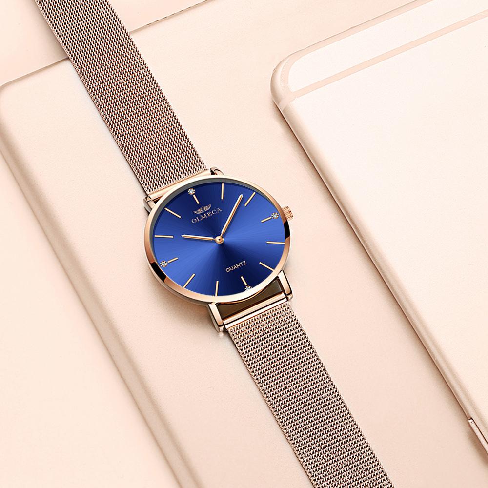 Đồng hồ thạch anh OLMECA 0839L nữ Dây đeo bằng thép không gỉ Thời trang Đồng hồ đeo tay 3ATM đa chức năng