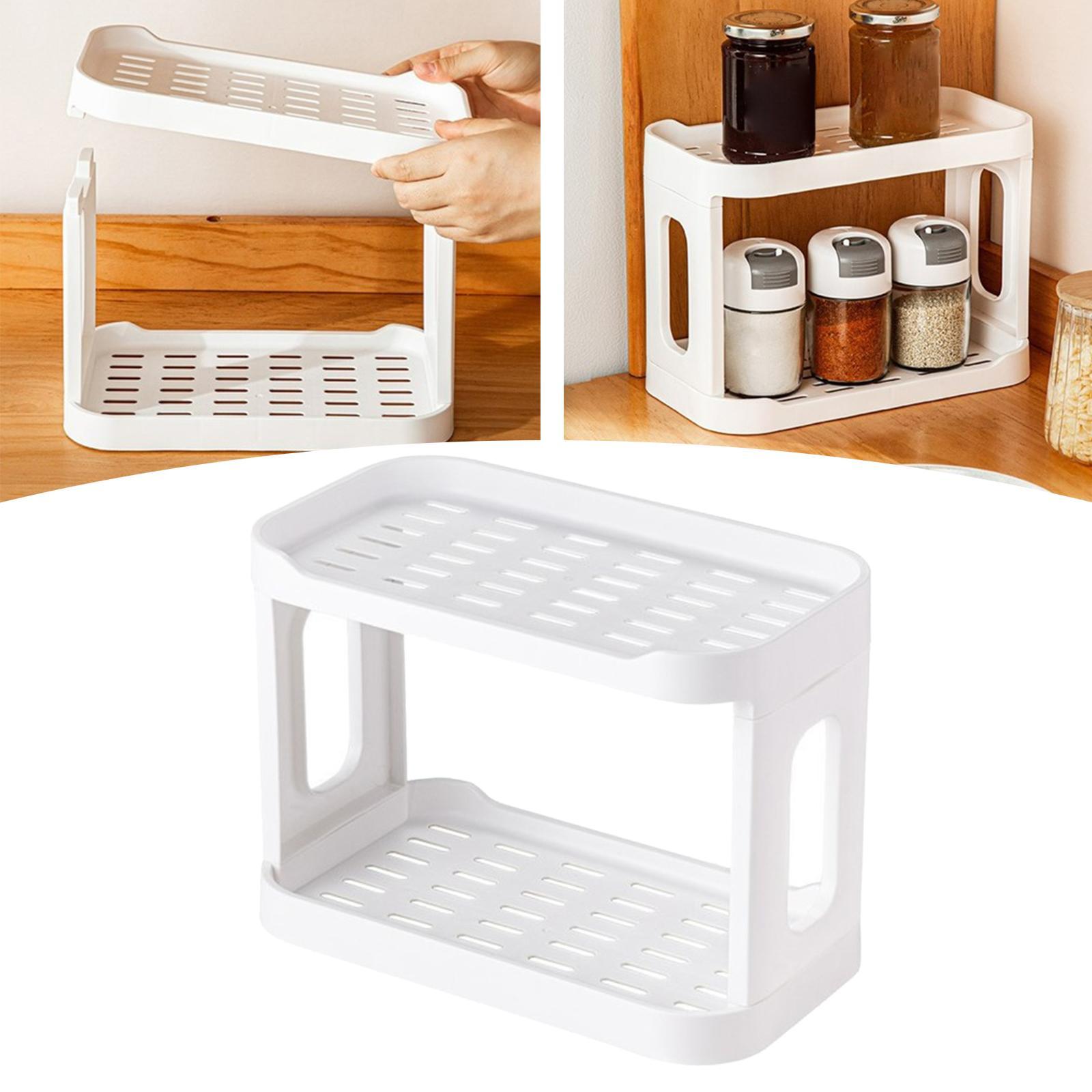 Double Layer Desktop Storage Rack, Product Holder, Free Standing Vanity Tray, Cosmetic Storage Shelf for Table Bathroom Dorm