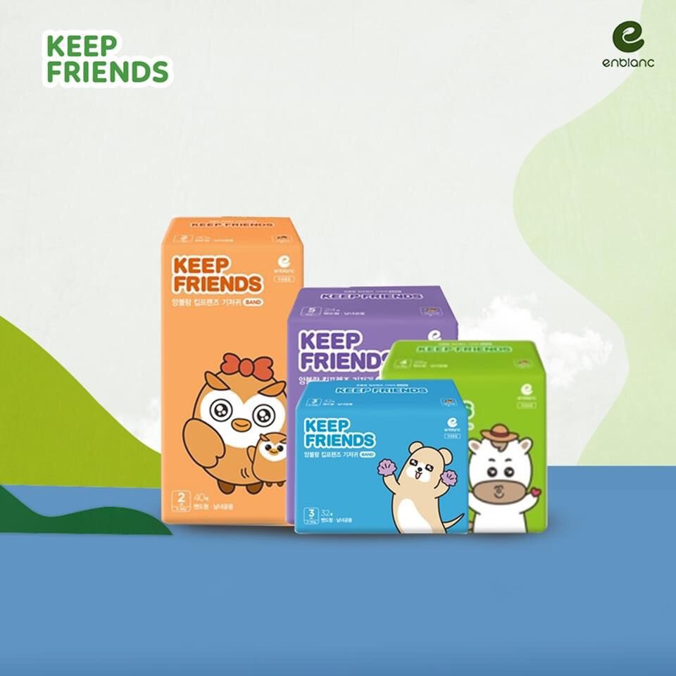 Tã/Bỉm dán ENBLANC Keep Friends nội địa Hàn quốc đủ size S40,M32,L28,XL24
