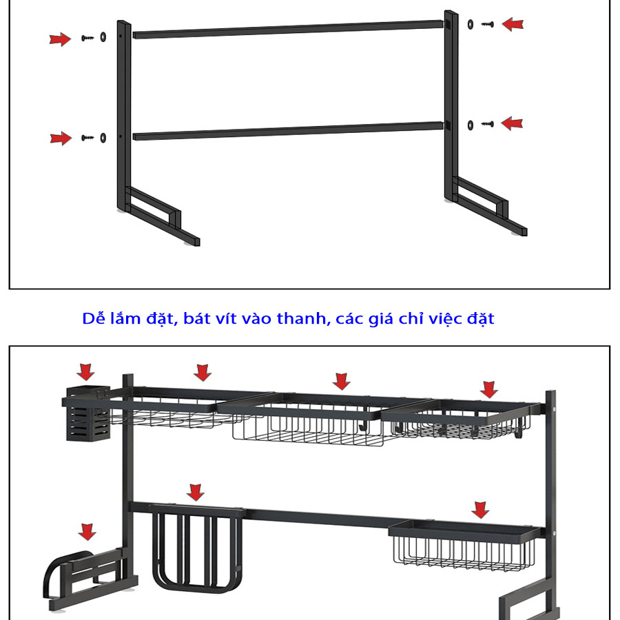 KỆ ĐỂ CHÉN BÁT ĐA NĂNG TRÊN BỒN RỬA INOX 304 KHÔNG HAN GỈ