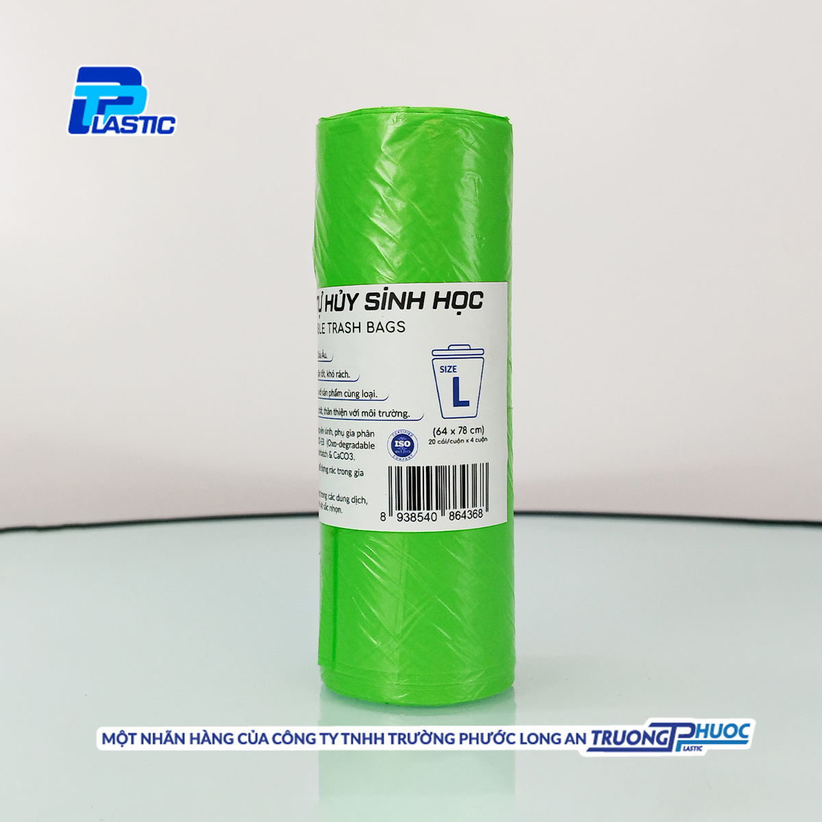 Túi Rác Tự Huỷ Sinh Học TPP, Đáy Sao Có Quai, Nhựa HDPE, 20 Cái/Cuộn x 4, Size L