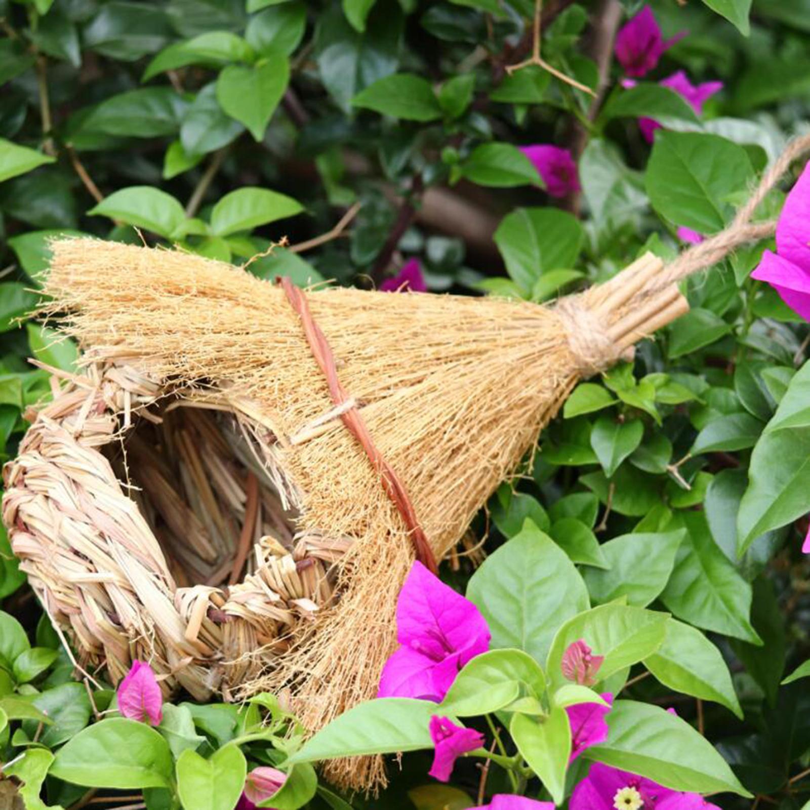 Grass Birds Nest Shelter Hut, Hand Woven Bird House, Bird House Finch, Bird House for Home Outdoor Outside Garden