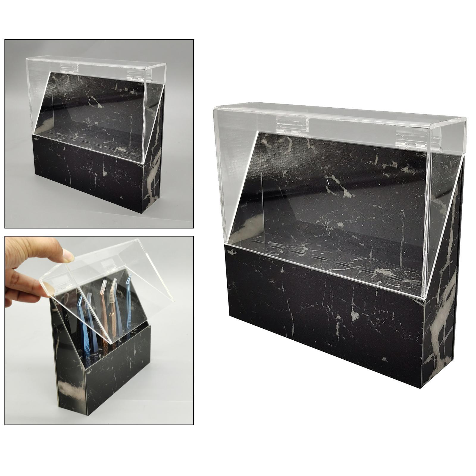 Eyelash Extension Storage Box Tweezers Organizer Case Stand Holder Black