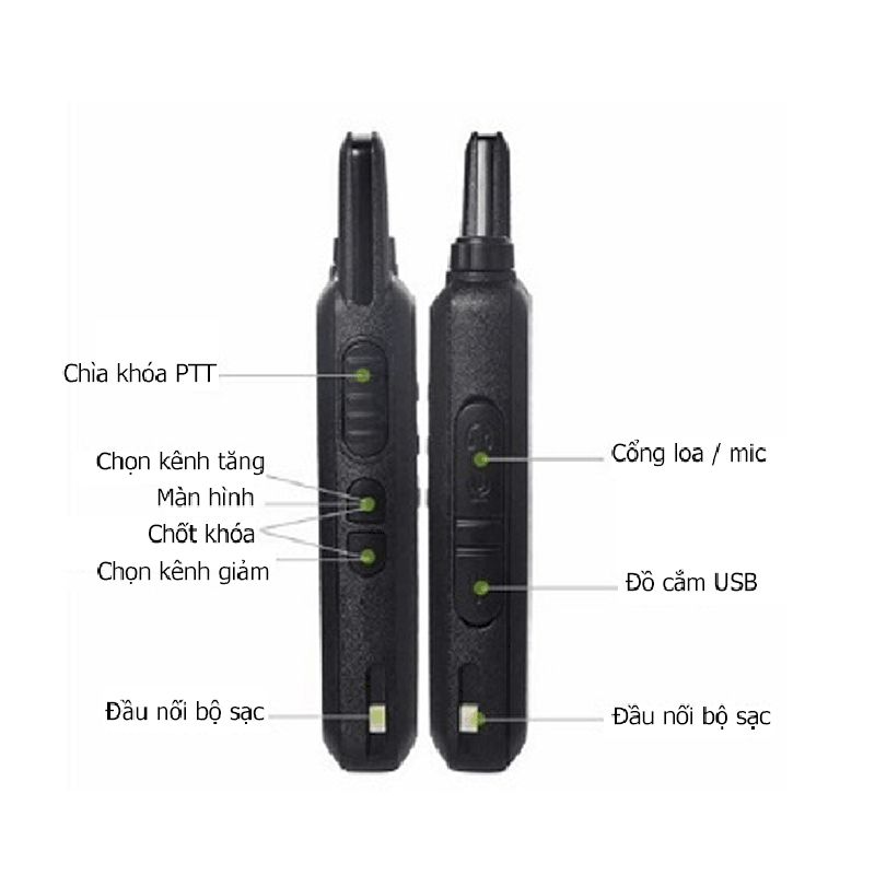 Bộ đàm mini BD01 âm thanh to rõ ràng tần số UHF 16 kênh