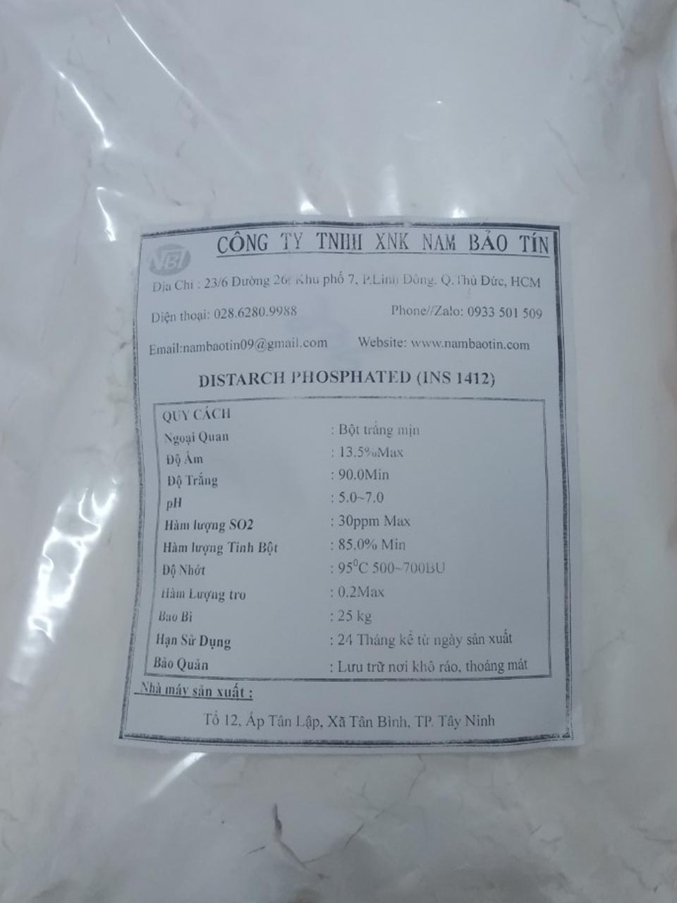 TINH BỘT BIẾN TÍNH DISTARCH PHOSPHATE I Gói 1kg