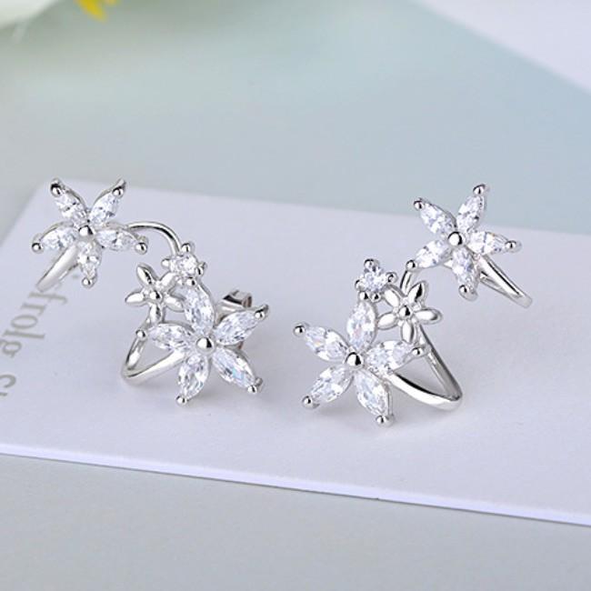 Bông tai hoa đôi nạm đá zircon BHBT278