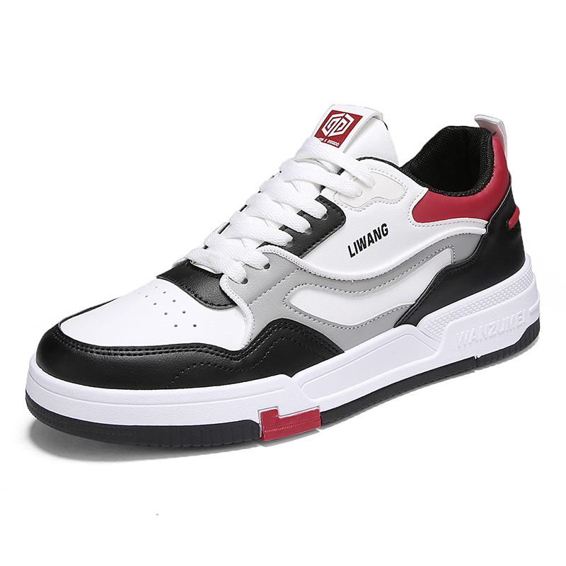 Giày trượt ván nam Giày thông thường giày ngoài trời Sneaker Sneaker Arepable Ren Up Shoes Flat Street Shoes Chaussure Homme Color: White Red Shoe Size: 44