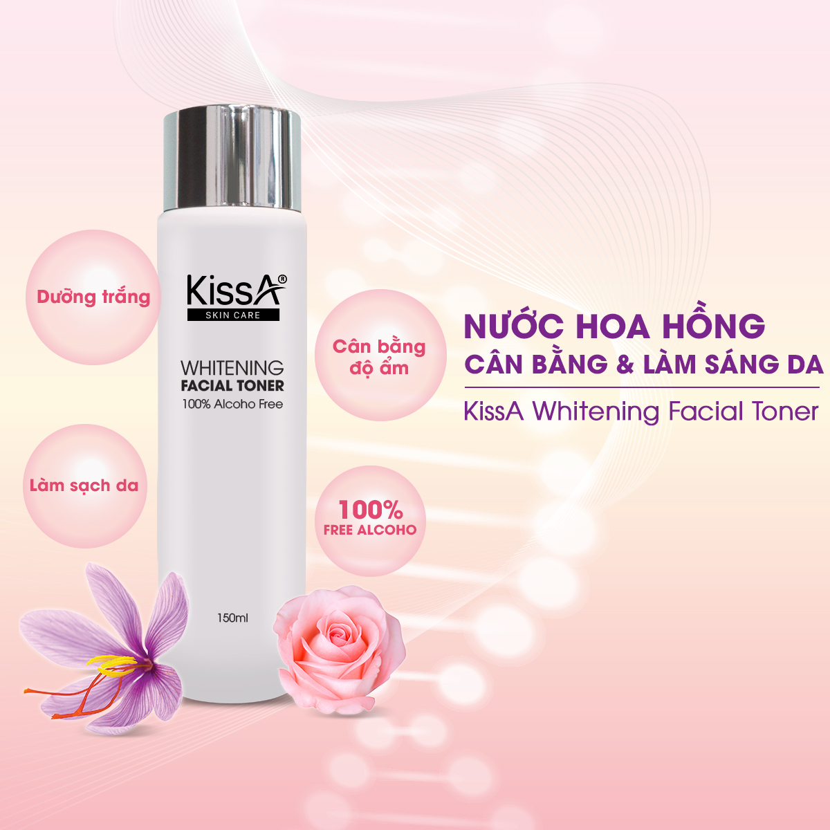 Nước hoa hồng dưỡng sáng da KissA