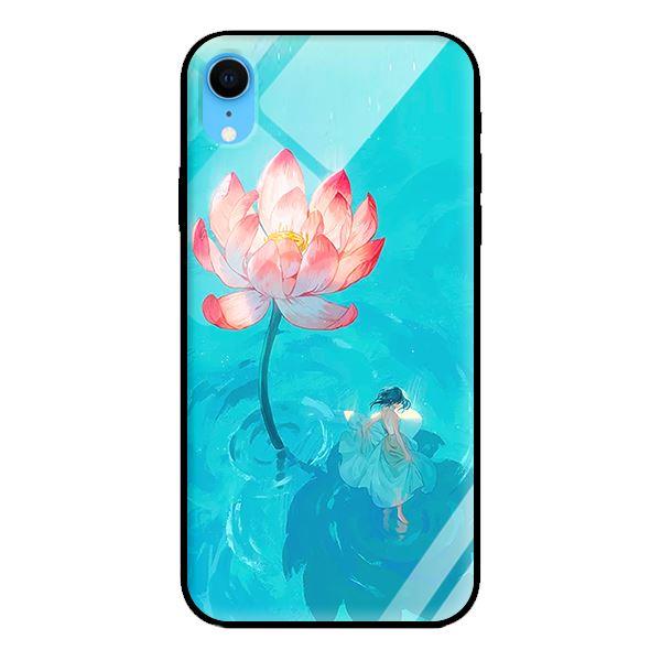 Ốp kính cường lực cho iPhone XR Thiếu Nữ Và Sen - Hàng chính hãng