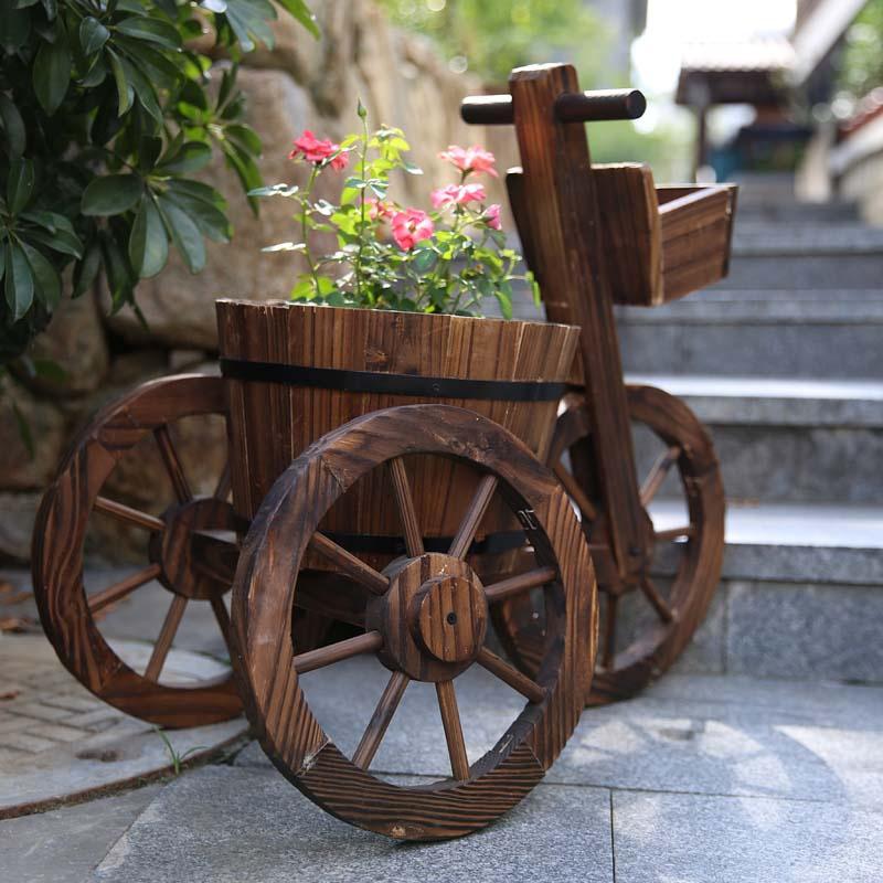 Kệ để chậu hoa cây cảnh decor sân vườn ban công ngoài trời phong cách vintage bằng gỗ thông rắn chắc bảo hành 6 tháng
