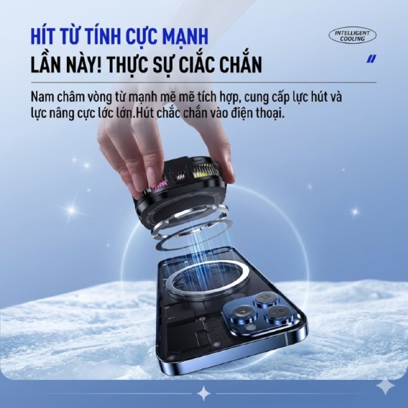 Tản nhiệt sò lạnh Led TH19 Ai Gaming siêu mát có hiển thị nhiệt độ cho điện thoại