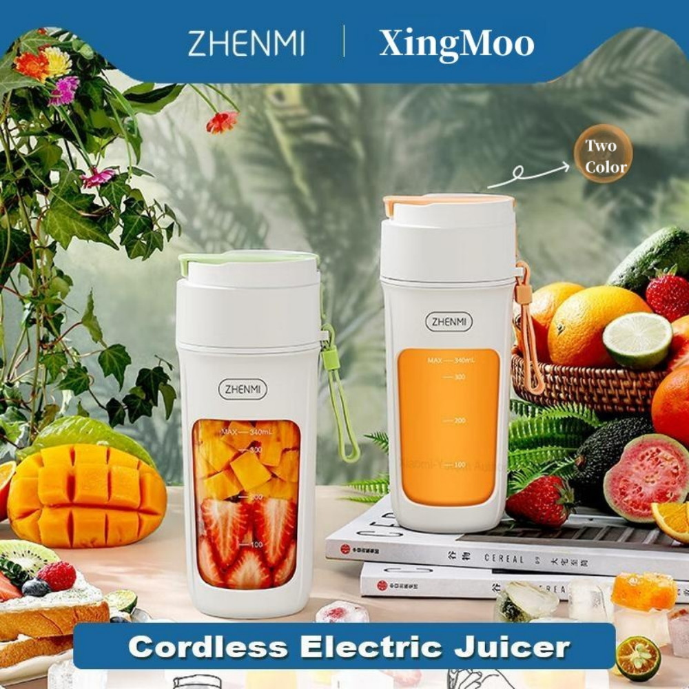 Zhenmi Không Dây Điện Máy Ép Trái Cây Mini Xách Tay Nước Trái Cây Máy Xay Sinh Tố 340Ml Cho Nhà Bếp Cắm Trại Sinh Tố Máy Trộn Thiết Bị Nhà-Hàng chính hãng