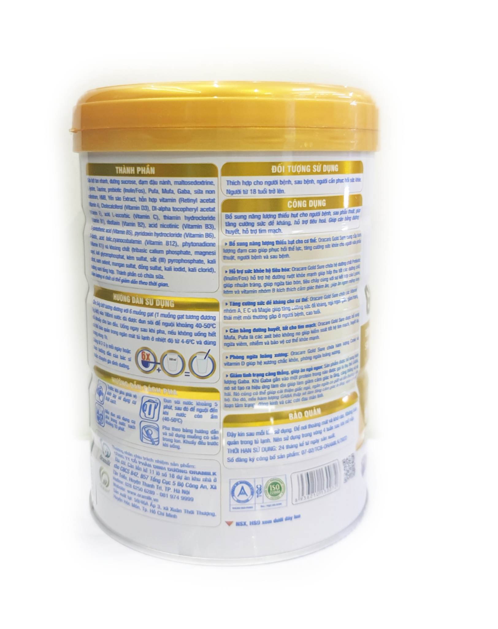 Combo 3 lon Sữa Oracare Gold sure lon 900gr - Tặng ấm đun siêu tốc