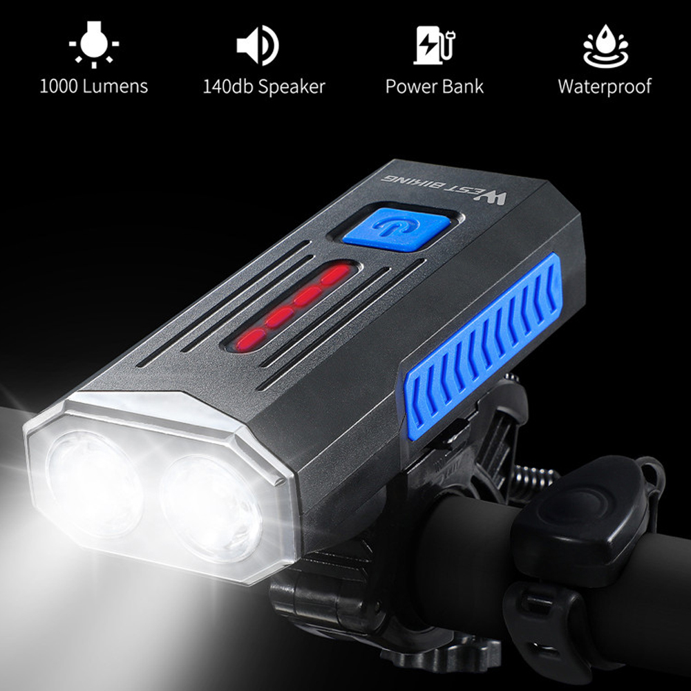 WEST BIKING Đèn Xe Đạp 1000 Lumens Đế Xoay 360 Độ