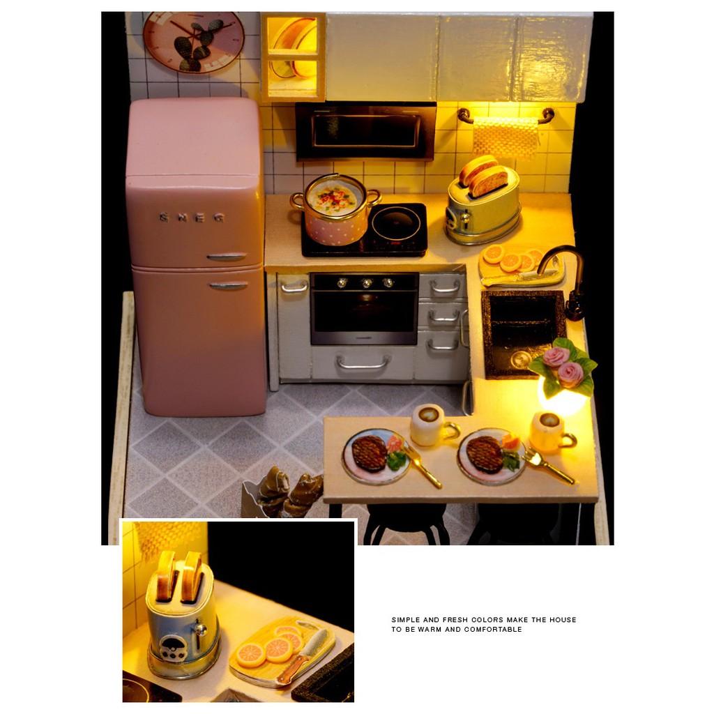 Mô hình nhà búp bê DIY Doll House Miniature_TASTE OF LIFE _ TẤM CHE BỤI + KEO