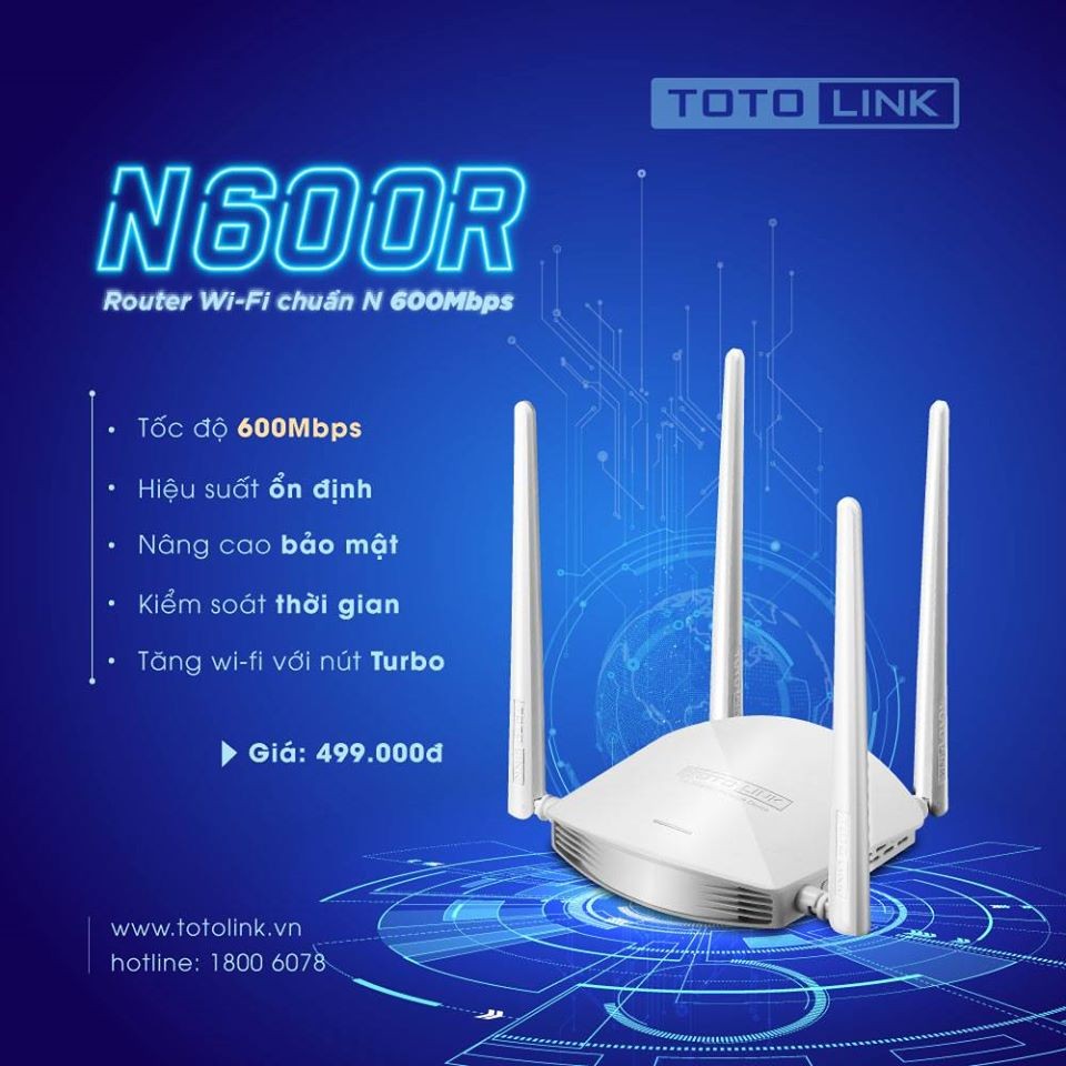 Router Wifi Chuẩn N Totolink N600R 600Mbps - Hàng chính hãng DGW phân phối