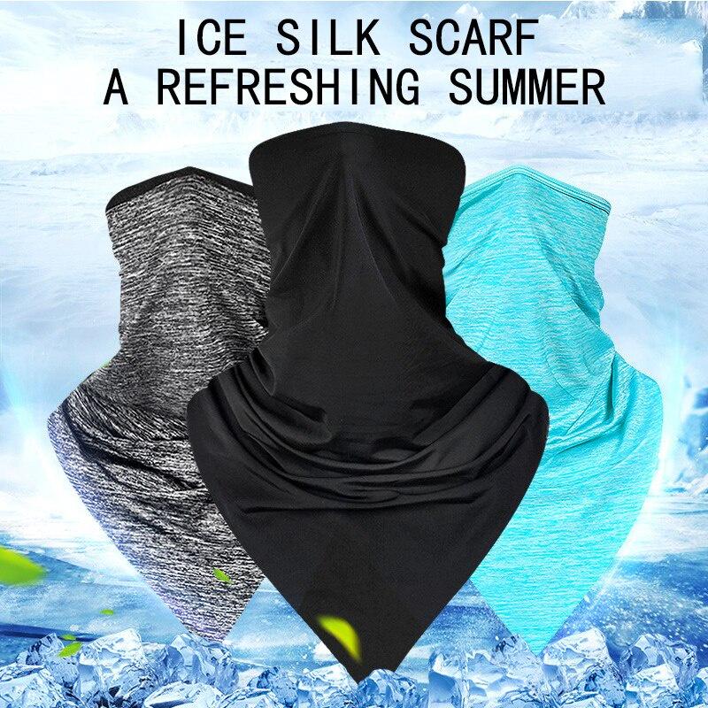 8 Colors Cycling Face Bandana Outdoor Sports Women Men Headband Faceshield Mask Neck Warmer Triangle Ice Silk Cool Scarf
