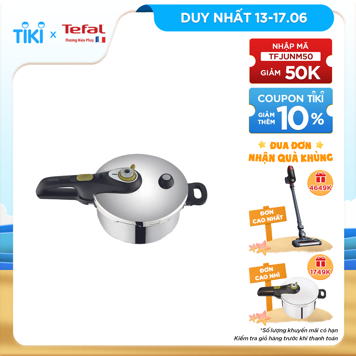 Nồi áp suất cơ inox Tefal Secure 5 Neo 4L, dùng cho mọi loại bếp - Hàng chính hãng