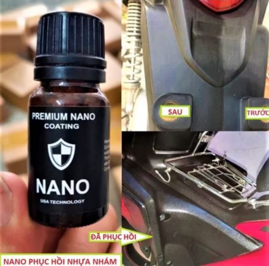 CHAI NANO ĐÁNH BÓNG PHỤC HỒI NHỰA NHÁM XE MÁY ÔTÔ MẪU MỚI