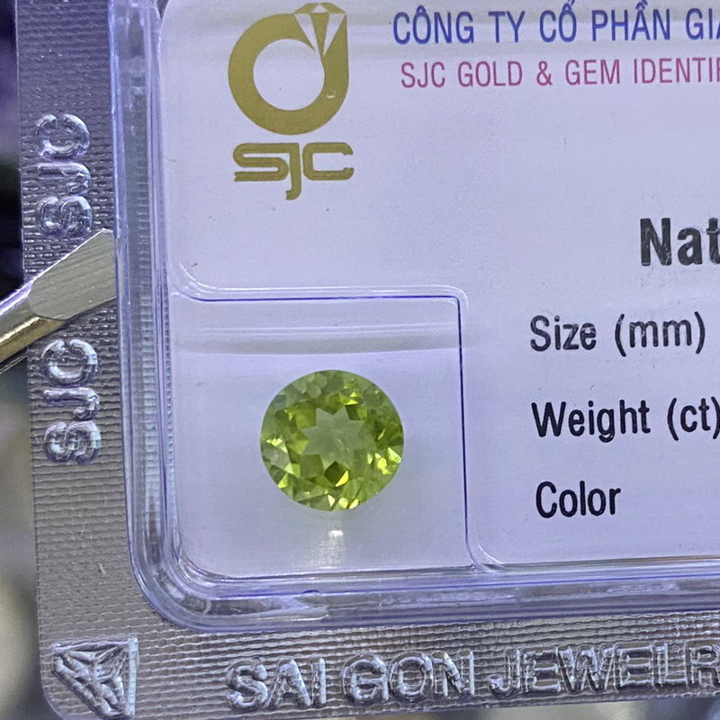 Đá Peridot Ngọc Olivin Tự Nhiên Mài Giác Tròn Kiểm Định