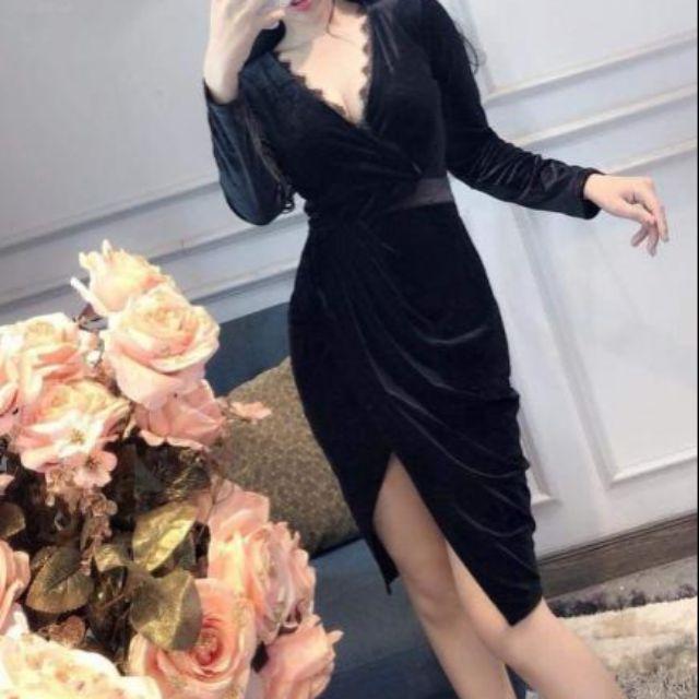 Đầm body nhung tat