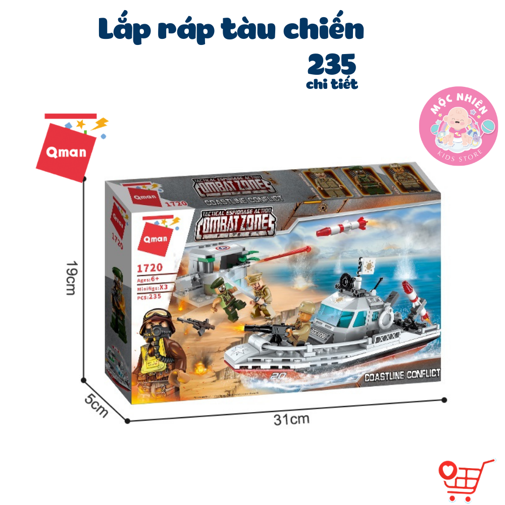 Hình ảnh Đồ chơi xếp hình, lắp ráp tàu chiến Qman 1720 - Cuộc xung đột bờ biển (235 mảnh ghép)