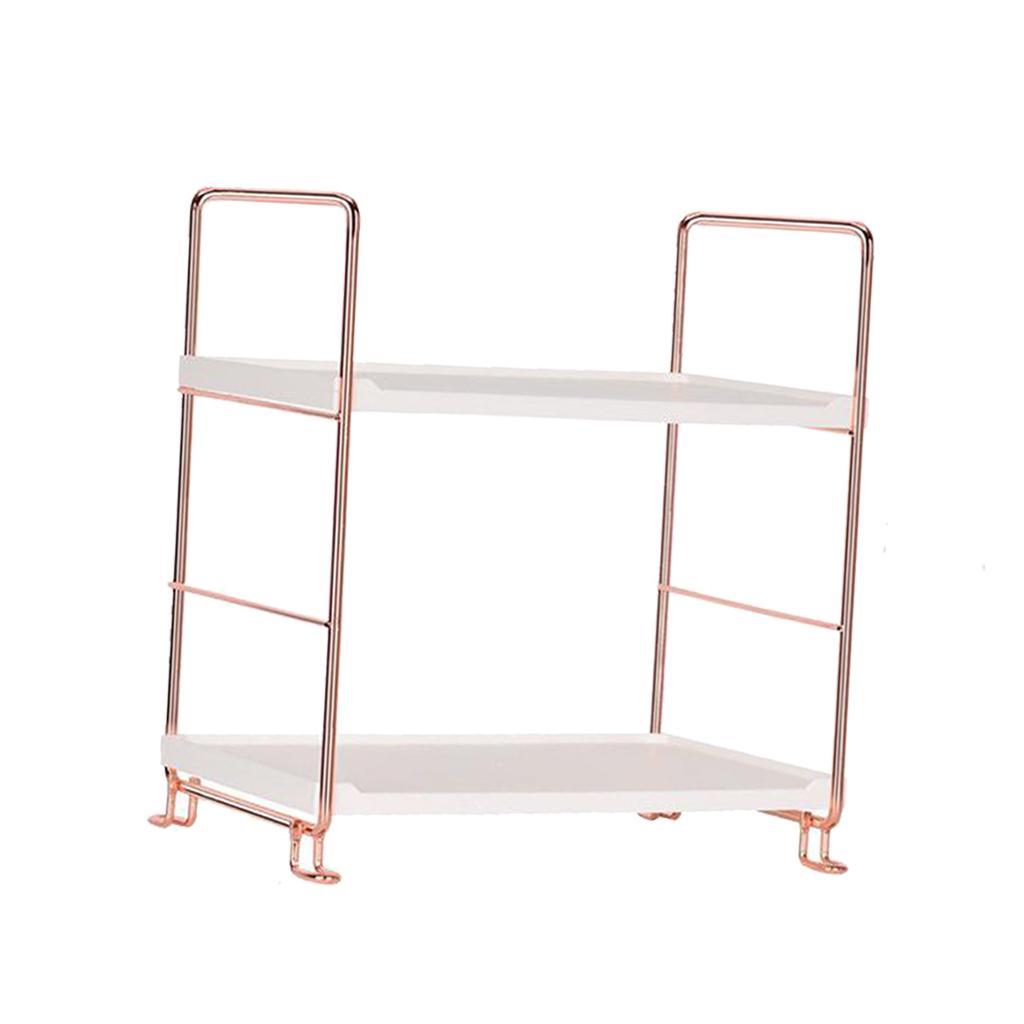 2 Tier Kitchen Spice Shelf Rack Storage Organizer Seasoning Bottle Stand Golden