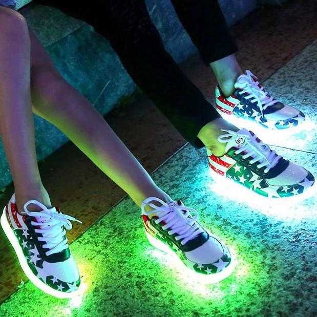 Giày Phát Sáng Đèn Led 7 Màu Mẫu Cờ Mỹ-Giày cờ Mỹ phát sáng 8 chế độ sáng 7 màu phong cách cá tính