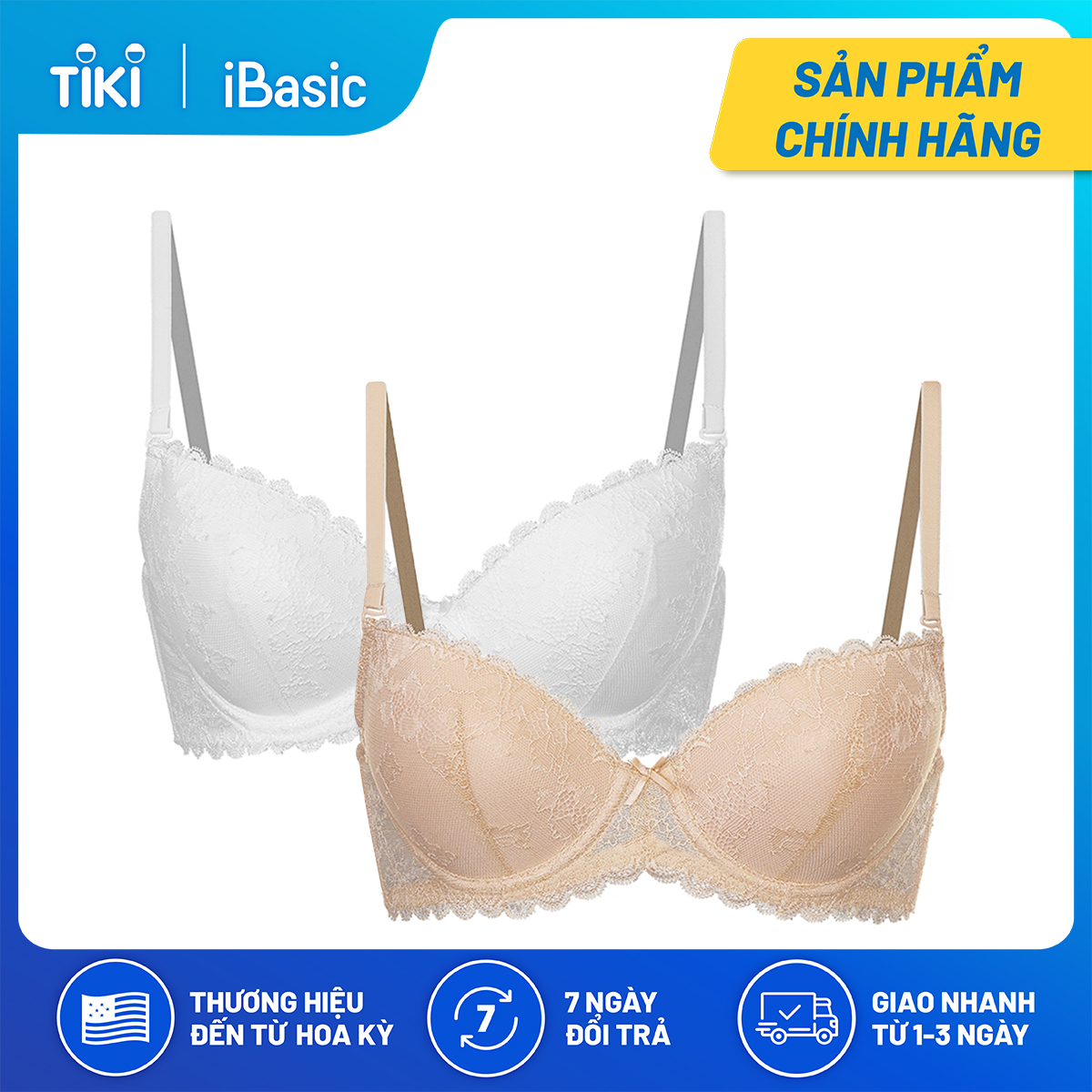 Combo 2 áo ngực demi mút vừa ren iBasic VA086