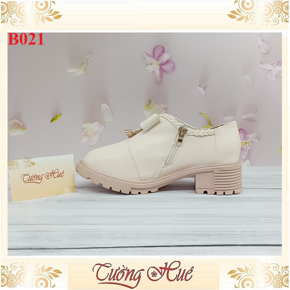 Giày Búp Bê Mũi Tròn Nữ Đính Nơ Gót Vuông Cao 4CM - Hàng Quảng Châu