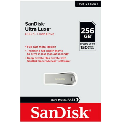 USB 3.1 SanDisk Ultra Luxe CZ74 256GB 150MB/s (Bạc) - Hàng Chính Hãng