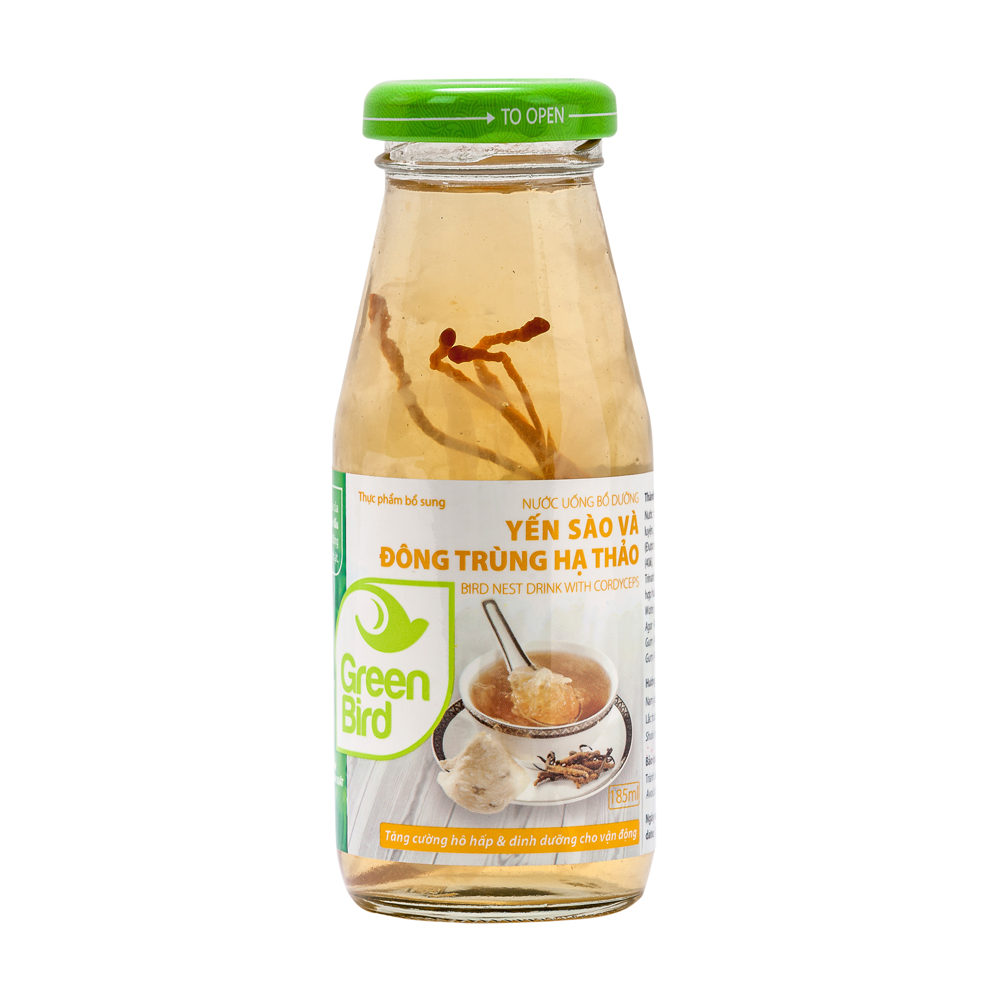 Lốc Green Bird - Nước Uống Bổ Dưỡng Yến Sào Và Đông Trùng Hạ Thảo - (6chai*185ml)