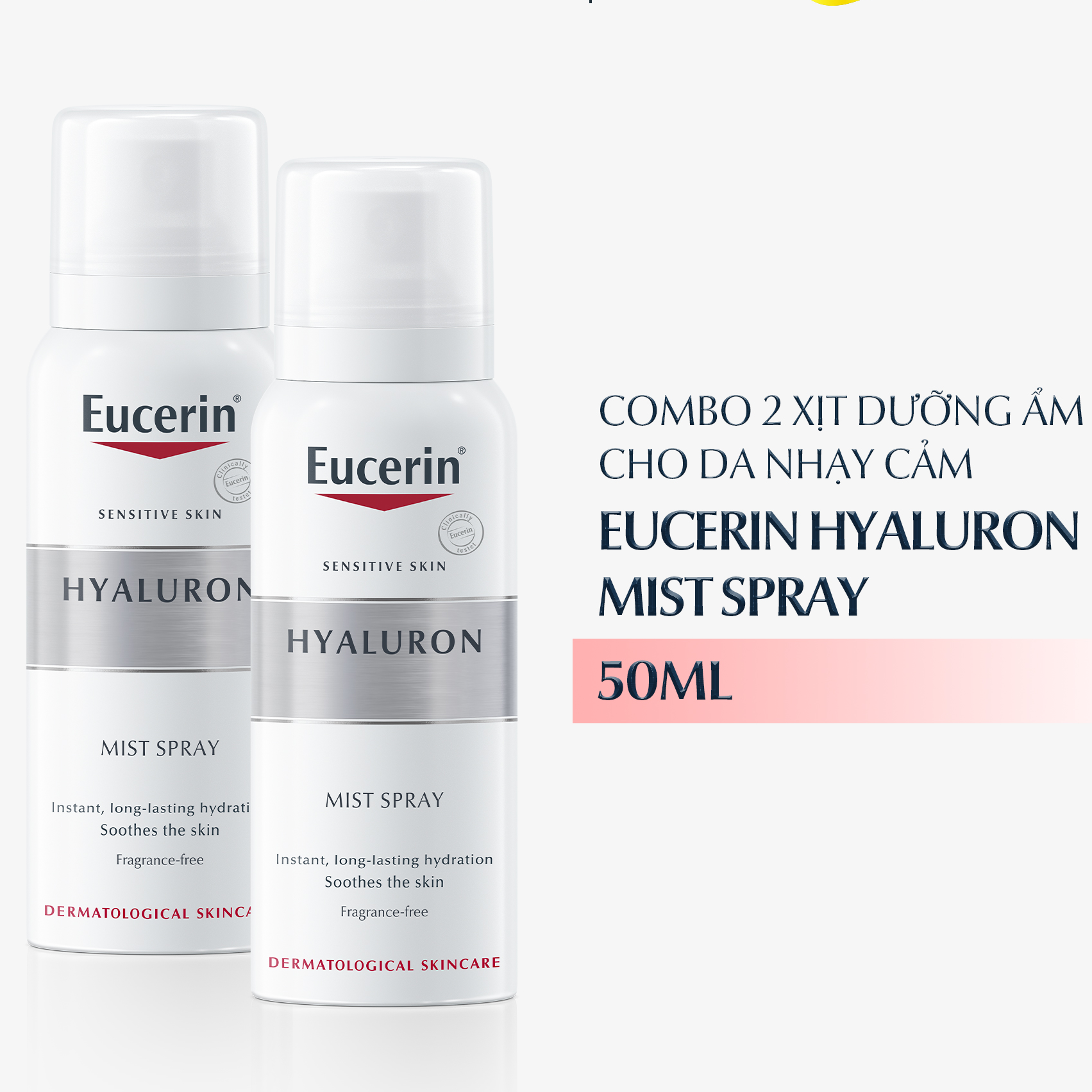 Combo 2 xịt dưỡng ẩm cho da nhạy cảm Eucerin Hyaluron Mist Spray 50ml 66858