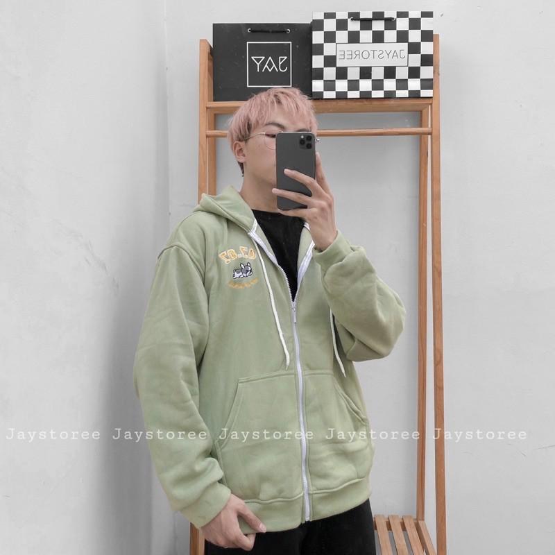 Áo Khoác Hoodie Zip Nỉ Bông 07.07 màu Xanh xám/Nam nữ Unisex/ Jaystoree