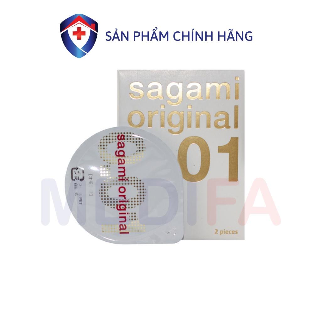 Bao cao su cao cấp Sagami Original 0.01 siêu mỏng siêu dai, BCS chân thật cảm giác như không đeo, Hộp 2 chiếc