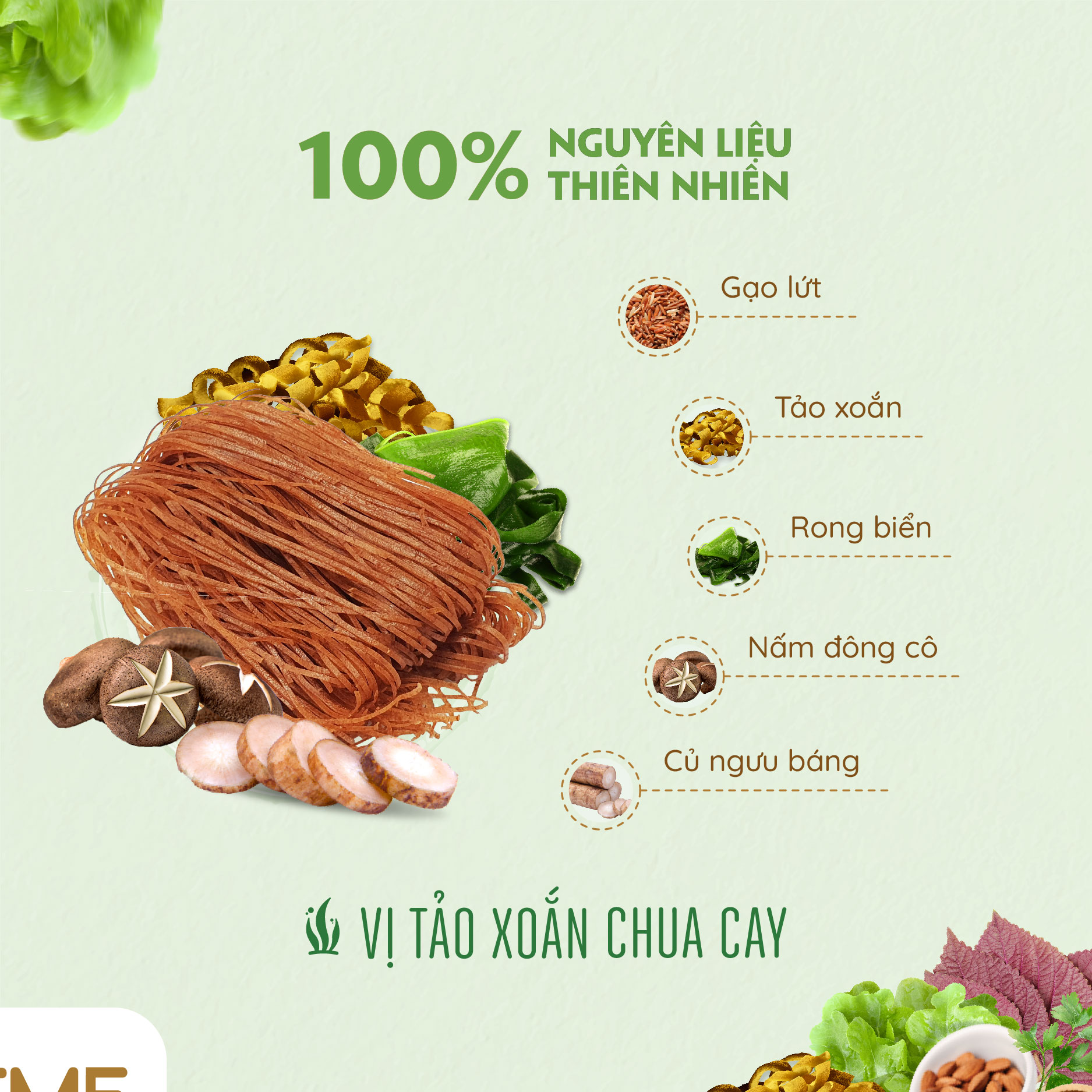 Thùng bún gạo lứt ăn liền NGON & THON - Vị tảo xoắn chua cay